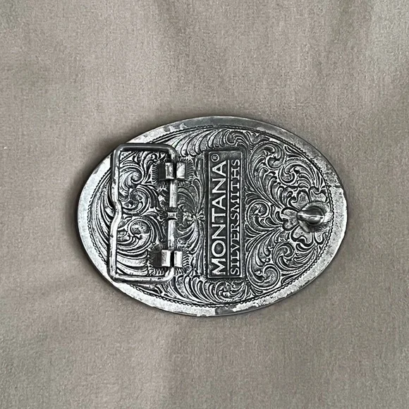 NWOT: Solid Silver Western Belt Buckle with Bull Skull Design - Picture 2 of 2